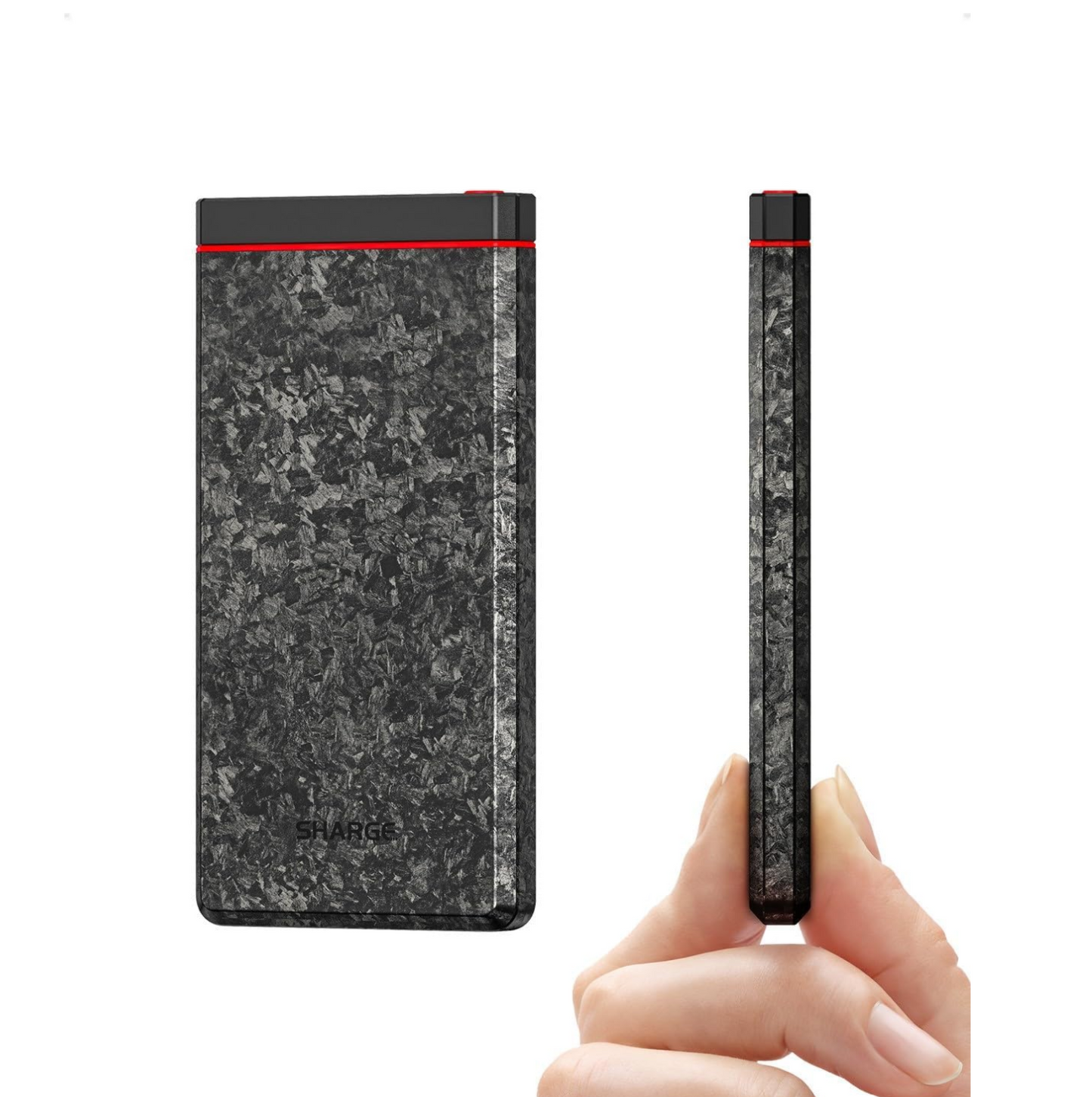 CarbonBlade Power Bank Portable Charger Slim Battery Pack, 10000mAh Carbon Fiber USB-C and USB-A, PD Fast Charging for iPhone 15/14/13 iPad Steam Deck Flashlight