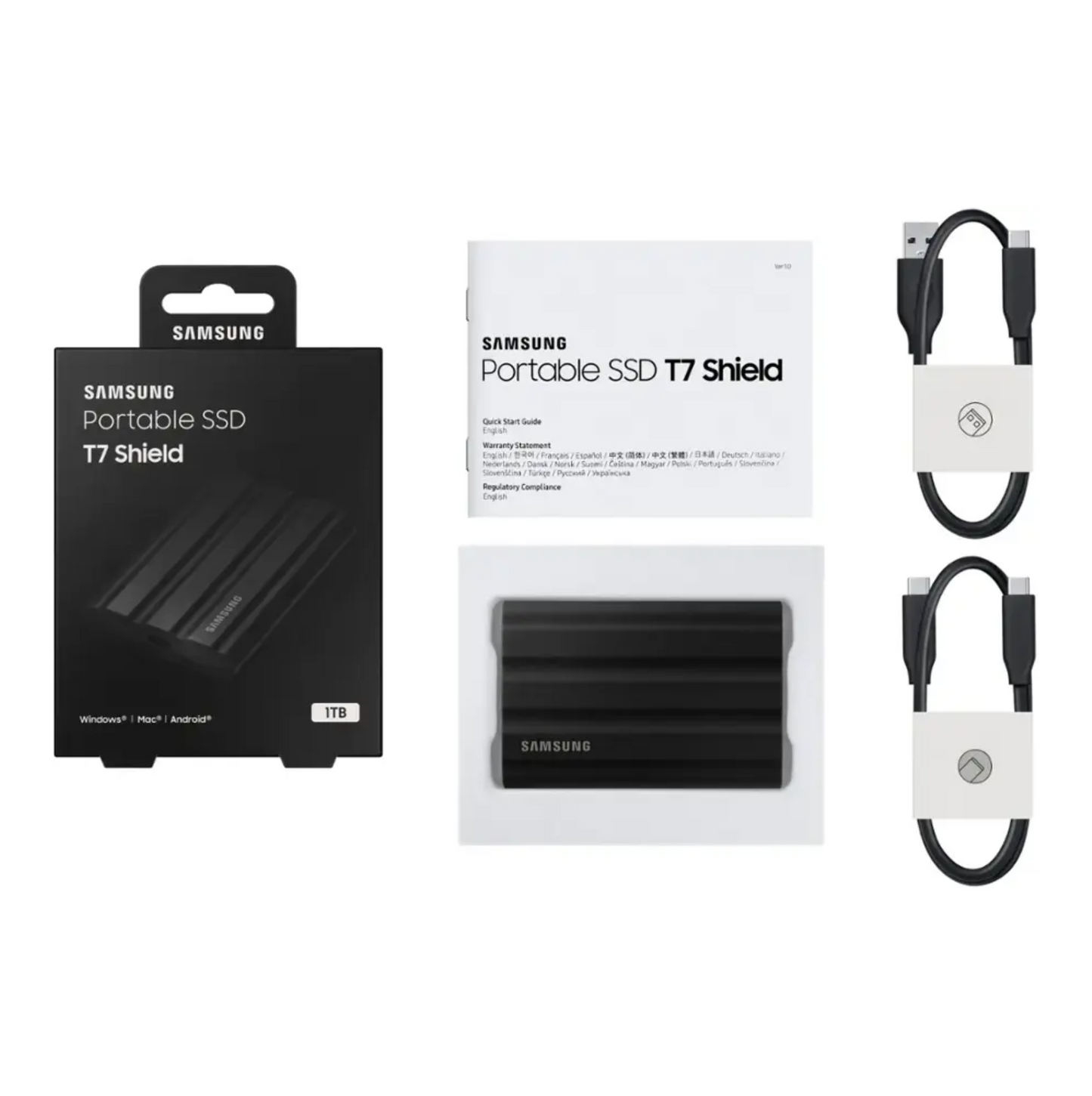 Samsung - T7 Shield 1TB, External USB 3.2 Gen 2 Rugged SSD IP65 Water Resistant - Black