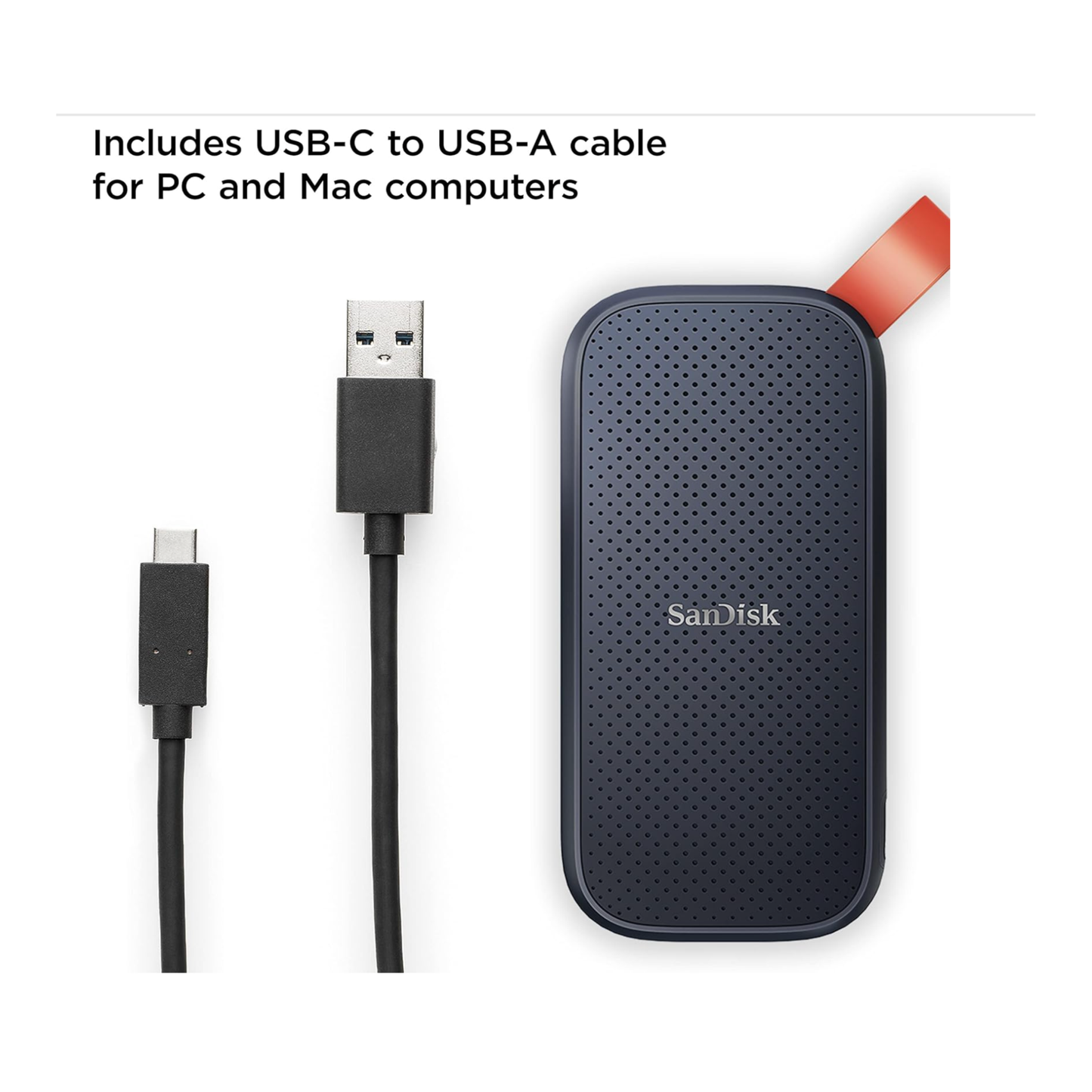 SanDisk 1TB Portable SSD - Up to 520MB/s, USB-C, USB 3.2 Gen 2 - SDSSDE30-1T00-G25